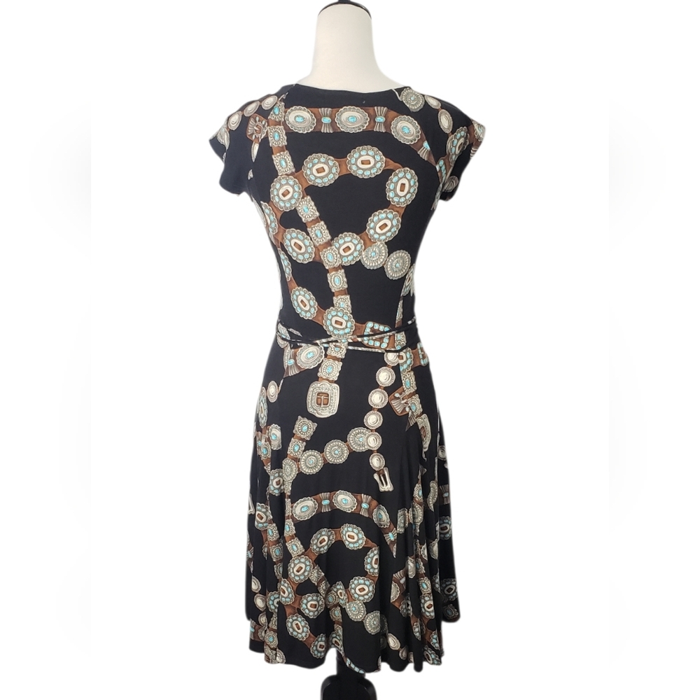 Lauren Ralph Lauren Concho Belt Fit & Flare Dress S Western Cowgirl Equestrian - Picture 3 of 14